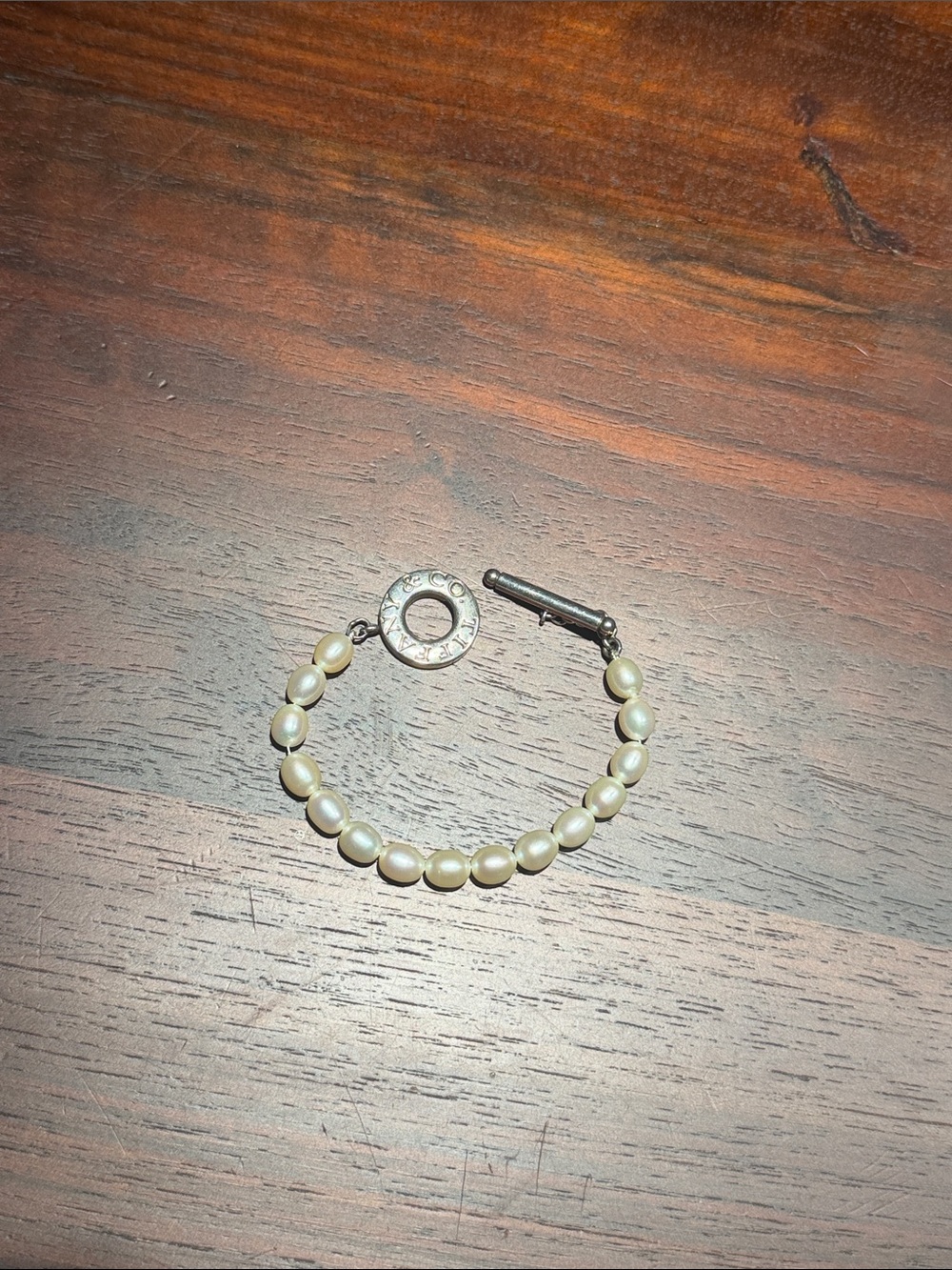 Tiffany & Co. Pearl Beaded Toggle Bracelet 7” with Pouch